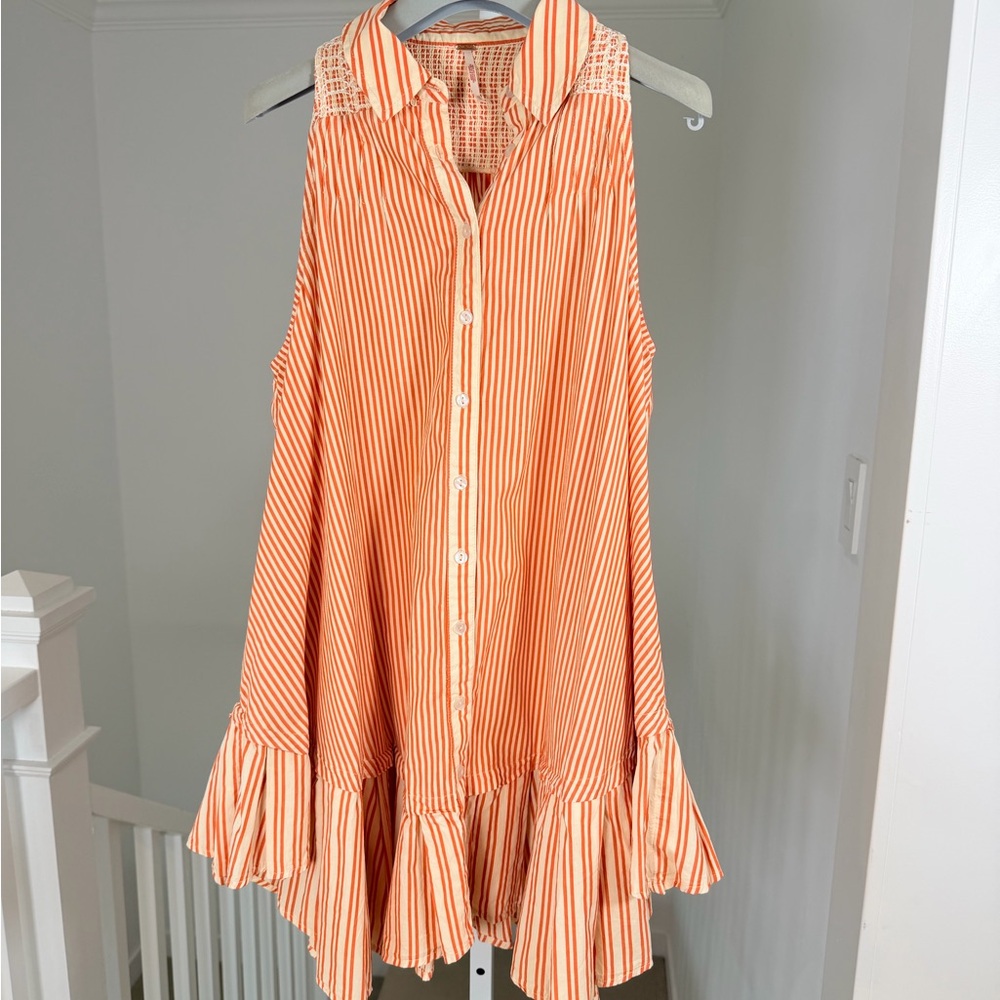 Free People Orange and White Textured Top - Picture 5 of 10
